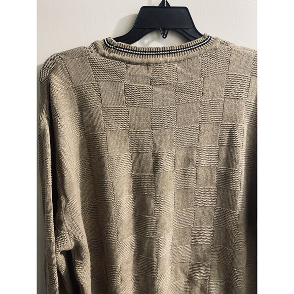 Fairway Outfitters Golf Sweater Men L Brown Textured Checks Golf Club Graphics - Picture 6 of 16